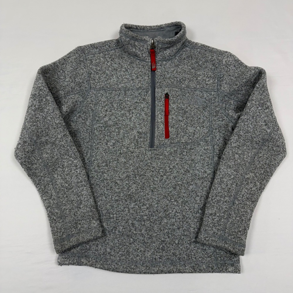 The North Face Boys Gray 1/4 Zip Pullover Fleece Jacket Medium TNF